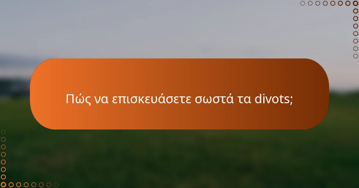 Πώς να επισκευάσετε σωστά τα divots;