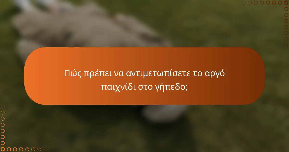 Πώς πρέπει να αντιμετωπίσετε το αργό παιχνίδι στο γήπεδο;